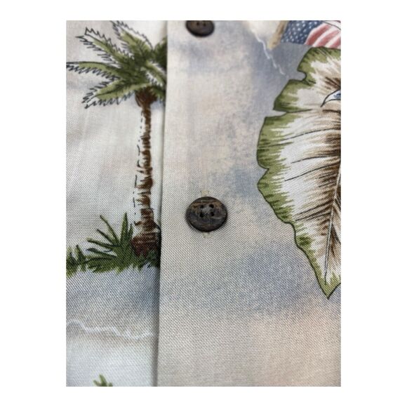 NEW W TAGS Saddlebred Men's MEDIUM Hawaiian Button Down Shirt American Flag - Picture 9 of 12